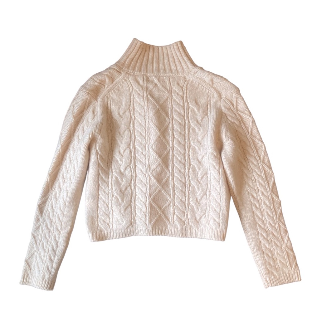 J. Crew 2025 Cable-knit turtleneck cardigan in Cream Size Medium NWOT - Picture 4 of 5